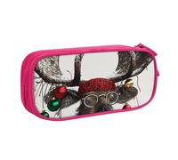 ULKMFFCF Trousse à crayons humoristique avec motif élan de Noël - Grande capacité - Avec fermeture éclair - Pour l'école, le bureau, les voyages et le maquillage, rose, Taille unique, Cartable