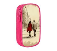 ULKMFFCF Trousse à crayons imprimée avec inscription « Couple in Love Walking », noire - Grande capacité pour étudiants, papeterie, école, bureau, voyage, maquillage, rose, Taille unique, Cartable