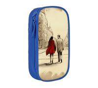 ULKMFFCF Trousse à crayons imprimée avec inscription « Couple in Love Walking », noire - Grande capacité pour étudiants, papeterie, école, bureau, voyage, maquillage, bleu, Taille unique, Cartable