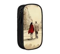 ULKMFFCF Trousse à crayons imprimée avec inscription « Couple in Love Walking », noire - Grande capacité pour étudiants, papeterie, école, bureau, voyage, maquillage, Noir , Taille unique, Cartable