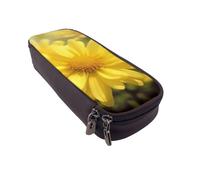 ULKMFFCF Trousse à crayons imprimée avec motif de fruits - Trousse à crayons en cuir synthétique avec fermeture éclair pour l'école, le bureau, les voyages et le maquillage, Tableau Fleur Jaune