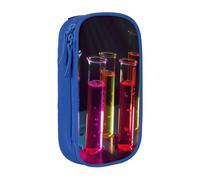 ULKMFFCF Trousse à crayons imprimée avec tube à essai chimie - Noir - Grande capacité - Pour l'école, le bureau, les voyages, le maquillage, bleu, Taille unique, Cartable