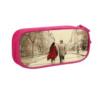 ULKMFFCF Trousse à crayons imprimée « Couple in Love Walking », noire - Jolie trousse à crayons avec fermeture éclair pour l'école, le bureau, les voyages et le maquillage, rose, Taille unique