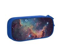 ULKMFFCF Trousse à crayons imprimée galaxie spatiale, noire, jolie trousse à crayons avec fermeture éclair pour l'école, le bureau, les voyages et le maquillage, bleu, Taille unique, Cartable