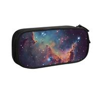 ULKMFFCF Trousse à crayons imprimée galaxie spatiale, noire, jolie trousse à crayons avec fermeture éclair pour l'école, le bureau, les voyages et le maquillage, Noir , Taille unique, Cartable