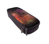 ULKMFFCF Trousse à crayons imprimée grenouille et pluie - En cuir synthétique - Avec fermeture éclair - Pour l'école, le bureau, les voyages et le maquillage, Explosion feu d'artifice 3D., Taille