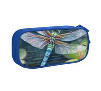 ULKMFFCF Trousse à crayons imprimée libellule noire - Trousse à crayons mignonne pour étudiants avec fermeture éclair pour l'école, le bureau, les voyages et le maquillage, bleu, Taille unique