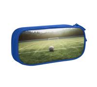 ULKMFFCF Trousse à crayons imprimée terrain de football, noire, jolie trousse à crayons avec fermeture éclair pour l'école, le bureau, les voyages et le maquillage, bleu, Taille unique, Cartable