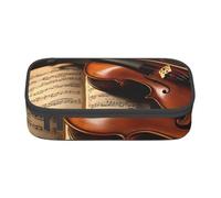 ULKMFFCF Trousse à crayons imprimée violon et livre avec compartiments - Grande capacité - Pour l'école, le bureau, les voyages, Noir , Taille unique, Cartable