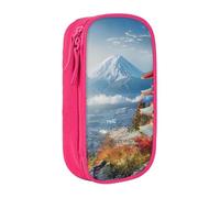 ULKMFFCF Trousse à crayons japonaise avec fermeture éclair - Motif paysage du mont Fuji - Noir - Grande capacité - Pour l'école, le bureau, les voyages et le maquillage, rose, Taille unique, Cartable