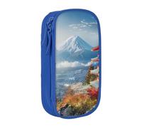 ULKMFFCF Trousse à crayons japonaise avec fermeture éclair - Motif paysage du mont Fuji - Noir - Grande capacité - Pour l'école, le bureau, les voyages et le maquillage, bleu, Taille unique, Cartable