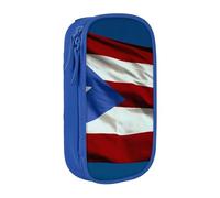 ULKMFFCF Trousse à crayons noire avec imprimé drapeau de Porto Rico - Grande capacité - Pour l'école, le bureau, les voyages, le maquillage, bleu, Taille unique, Cartable