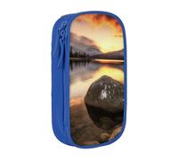 ULKMFFCF Trousse à crayons noire avec imprimé Rock and Lake sous le coucher de soleil - Grande capacité - Pour l'école, le bureau, les voyages, le maquillage, bleu, Taille unique, Cartable