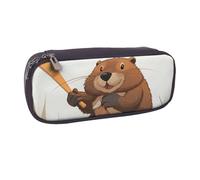 ULKMFFCF Trousse à crayons noire et blanche à gros pois pour garçons et filles - Jolie pochette en cuir synthétique pour l'école, le bureau, les voyages, le maquillage, Beaver Working., Taille unique