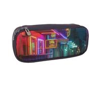 ULKMFFCF Trousse à crayons noire et bleue avec imprimé libellule pour garçons et filles - Jolie pochette en cuir synthétique pour l'école, le bureau, les voyages, le maquillage, Barres néons, Taille