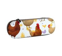 ULKMFFCF Trousse à crayons rigide en cuir synthétique avec imprimé à gros pois noirs et blancs pour l'école, le bureau, les voyages et le maquillage, A Brood of Poules., Taille unique, Cartable