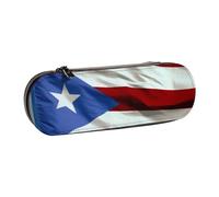 ULKMFFCF Trousse à crayons rigide en cuir synthétique avec imprimé à pois rouges et blancs pour l'école, le bureau, les voyages et le maquillage, Drapeau de Porto Rico., Taille unique, Cartable