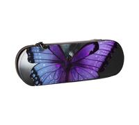 ULKMFFCF Trousse à crayons rigide en cuir synthétique avec imprimé à pois rouges et blancs pour l'école, le bureau, les voyages et le maquillage, Purple Butterfly Art, Taille unique, Cartable