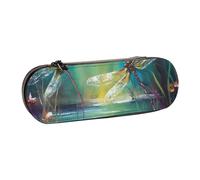 ULKMFFCF Trousse à crayons rigide en cuir synthétique avec imprimé ananas doré pour l'école, le bureau, les voyages et le maquillage, Danse avec des libellules, Taille unique, Cartable