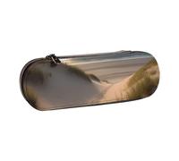 ULKMFFCF Trousse à crayons rigide en cuir synthétique avec imprimé libellule noire et bleue pour l'école, le bureau, les voyages et le maquillage, Dunes de plage, Taille unique, Cartable