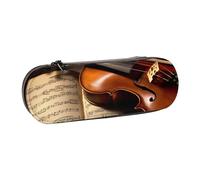 ULKMFFCF Trousse à crayons rigide en cuir synthétique avec imprimé tournesol jaune pour l'école, le bureau, les voyages et le maquillage, Violon et livre, Taille unique, Cartable