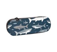 ULKMFFCF Trousse à crayons rigide en cuir synthétique imprimé tournesols pour l'école, le bureau, les voyages et le maquillage, Sharks Nautical, Taille unique, Cartable