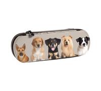 ULKMFFCF Trousse à crayons rigide imprimée grenouille et pluie - En cuir synthétique - Pour l'école, le bureau, les voyages et le maquillage, Race de chien., Taille unique, Cartable