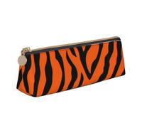 ULKMFFCF Trousse à crayons triangulaire avec imprimé tigre abstrait - Jolie pochette en cuir avec fermeture éclair pour l'école, le bureau, les voyages et le maquillage, blanc, Taille unique, Cartable