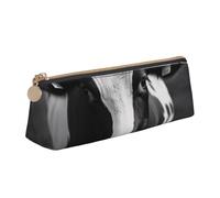 ULKMFFCF Trousse à crayons triangulaire en cuir avec imprimé vache noire et blanche pour l'école, le bureau, les voyages et le maquillage, blanc, Taille unique, Cartable