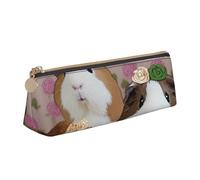 ULKMFFCF Trousse à crayons triangulaire imprimée cochons d'Inde et cupcakes - Jolie pochette en cuir avec fermeture éclair pour l'école, le bureau, les voyages et le maquillage, blanc, Taille unique