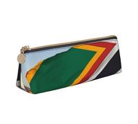 ULKMFFCF Trousse à crayons triangulaire imprimée drapeau de l'Afrique du Sud - Jolie pochette en cuir avec fermeture éclair pour l'école, le bureau, les voyages et le maquillage, blanc, Taille unique