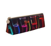 ULKMFFCF Trousse à crayons triangulaire imprimée en forme de tube à essai chimie - Jolie pochette zippée en cuir pour l'école, le bureau, les voyages et le maquillage, blanc, Taille unique, Cartable