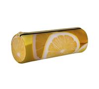 ULKMFFCF Trousse ronde en cuir avec fermeture éclair pour l'école, le bureau, les voyages et le maquillage Jaune citron, blanc, Taille unique, Cartable