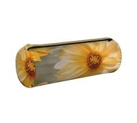 ULKMFFCF Trousse ronde en cuir avec fermeture éclair pour l'école, le bureau, les voyages et le maquillage Jaune clair, blanc, Taille unique, Cartable