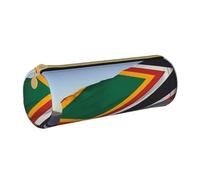 ULKMFFCF Trousse ronde en cuir avec imprimé drapeau de l'Afrique du Sud - Pour l'école, le bureau, les voyages et le maquillage, blanc, Taille unique, Cartable