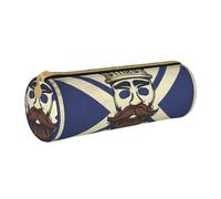 ULKMFFCF Trousse ronde imprimée rétro écossaise en cuir avec fermeture éclair pour l'école, le bureau, les voyages et le maquillage, blanc, Taille unique, Cartable