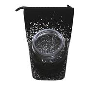 ULKMFFCF Trousse télescopique imprimée à paillettes argentées brillantes - Jolie trousse d'école, trousse de maquillage, trousse de maquillage, porte-stylo, Noir , Taille unique, Cartable