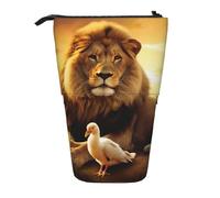 ULKMFFCF Trousse télescopique imprimée lion et oiseau au coucher du soleil - Jolie trousse d'école, trousse de maquillage, trousse de maquillage, porte-stylo, Noir , Taille unique, Cartable
