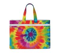 ULKMFFCF Twister Sac à main en toile imprimée à pois avec fermeture éclair et poignée pour l'école, le bureau, les voyages, Tie Dye Rainbow, Taille unique