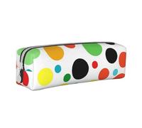 ULKMFFCF Twister Trousse à Crayons Imprimé Pois en Cuir Mignon Fermeture Éclair Pochette pour Ecole Bureau Voyage Maquillage, blanc, Taille unique, Cartable