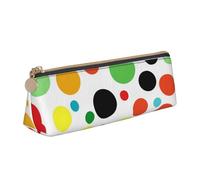 ULKMFFCF Twister Trousse à Crayons Triangle Imprimé Pois Mignon Cuir Fermeture Éclair Pochette pour Ecole Bureau Voyage Maquillage, blanc, Taille unique, Cartable