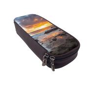 ULKMFFCF Whale Trousse à crayons imprimée pleine lune en cuir synthétique avec fermeture éclair pour l'école, le bureau, les voyages et le maquillage, Sunset Clouds Coast Hawaï, Taille unique