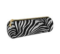 ULKMFFCF Zèbre Imprimé Rond Trousse Crayons Pochette en Cuir Fermeture Éclair Mignon pour l'école, le Bureau, Voyage et Maquillage, blanc, Taille unique, Cartable