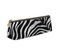 ULKMFFCF Zèbre Imprimé Triangle Trousse Crayon Case Mignon Cuir Zip Pochette pour Ecole Bureau Voyage Maquillage, blanc, Taille unique, Cartable