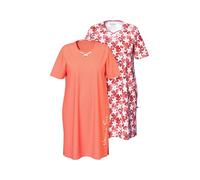 Ulla Popken 2 Pcs Bigshirts, Lot de 2 Grandes Chemises, Motif Starfish, Corail, 48-50 Femmes