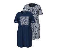 Ulla Popken 2pcs Bigshirts, Romantic Nights Chemises, Bleu Nuit, 50-52 Femmes