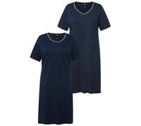 Ulla Popken 2pcs, Bigshirts, Simple and Dots Chemise, Bleu Nuit, 52-54 Femmes