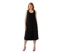 Ulla Popken Acetat-Midikleid, A-Linie, Rundhals, Ärmellos Robe midi, Schwarz, 46-48 Femme
