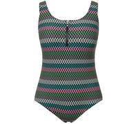 Ulla Popken Alice-Fermeture éclair-Panier-828518 Maillot de Bain Une pièce, Noir, 56 cm Femmes