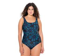 Ulla Popken Badeanzug Alice, Softline, Dg, Flowerpower Maillot de Bain Une pièce, Noir, 62-64 Femmes